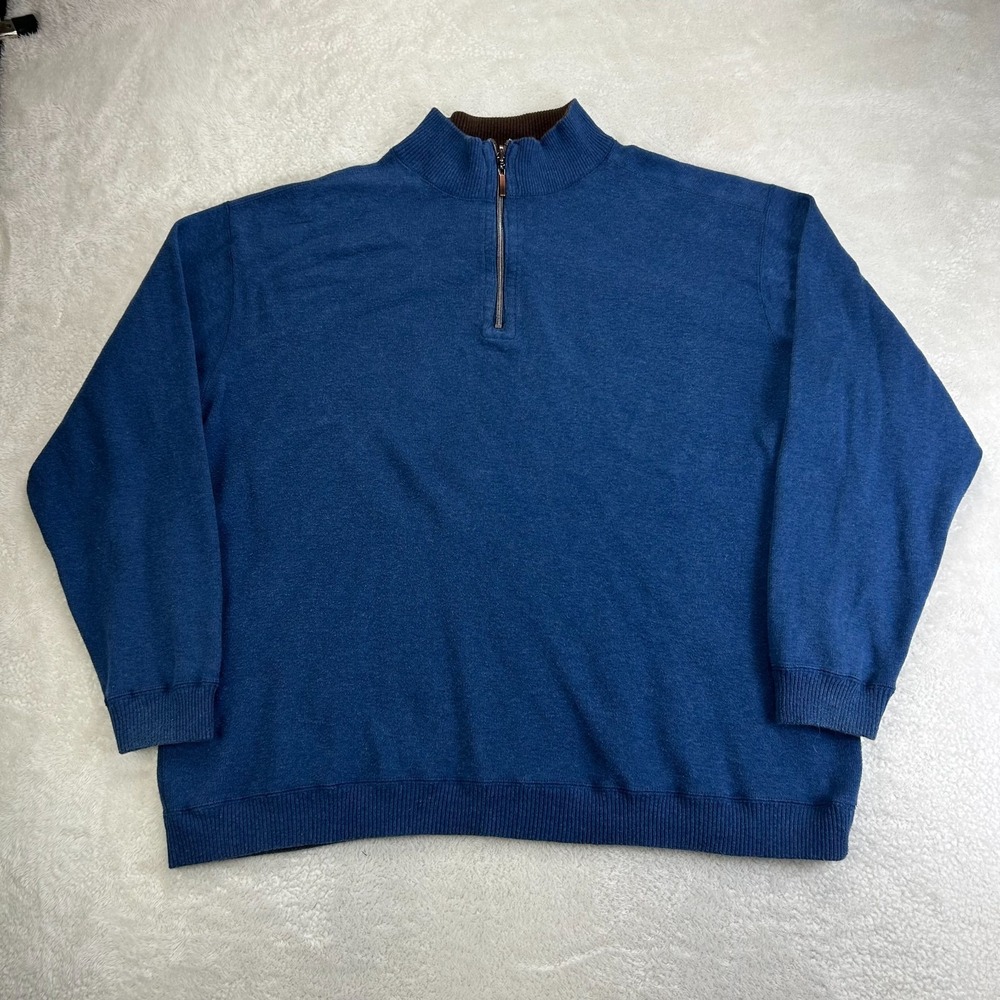 Tommy Bahama Pullover Sweater Mens Blue 1/4 Zip Long Sleeve‎ Mock Neck